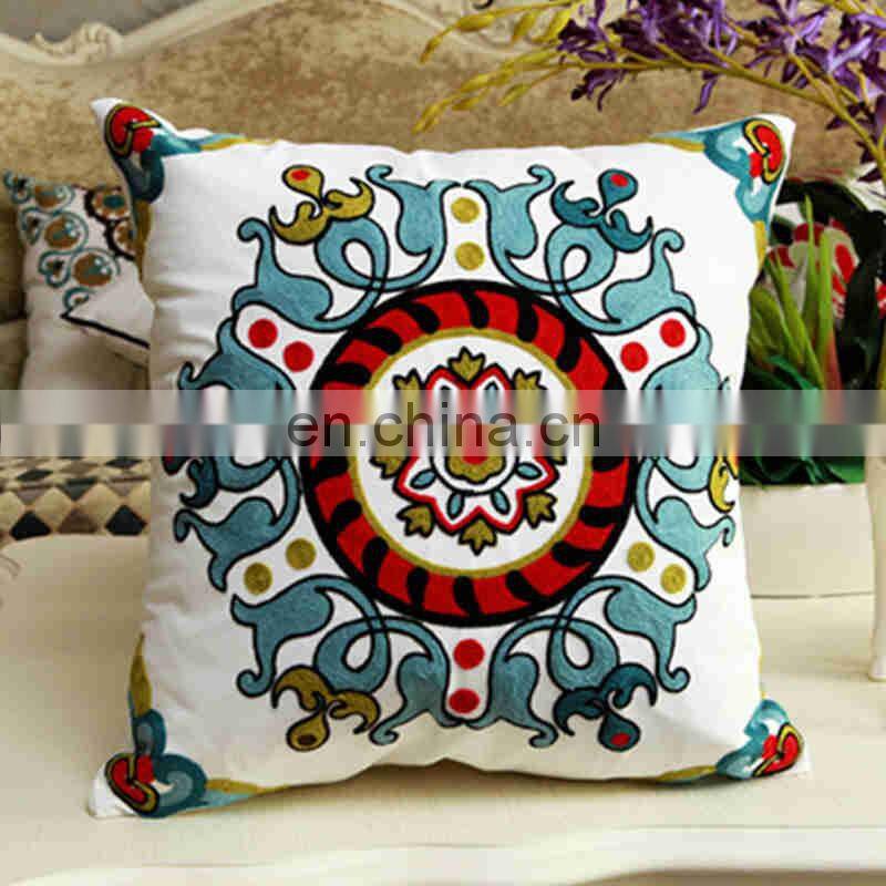 i@home Creative Flower Cotton Canvas Embroidered Sofa Pillow Cushion Cover