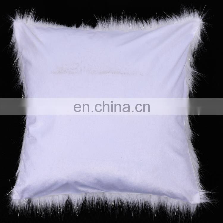 Custom latest design pink cover fur plush body car waist cushion /pillow shaggy faux fur cushion with metallic yarn