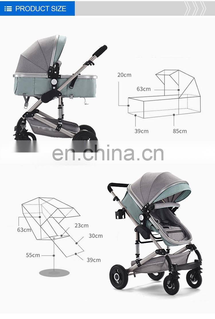 Aluminum Alloy Frame Cheap Baby Stroller  3In 1 Folding Luxurious High Landscape Stroller