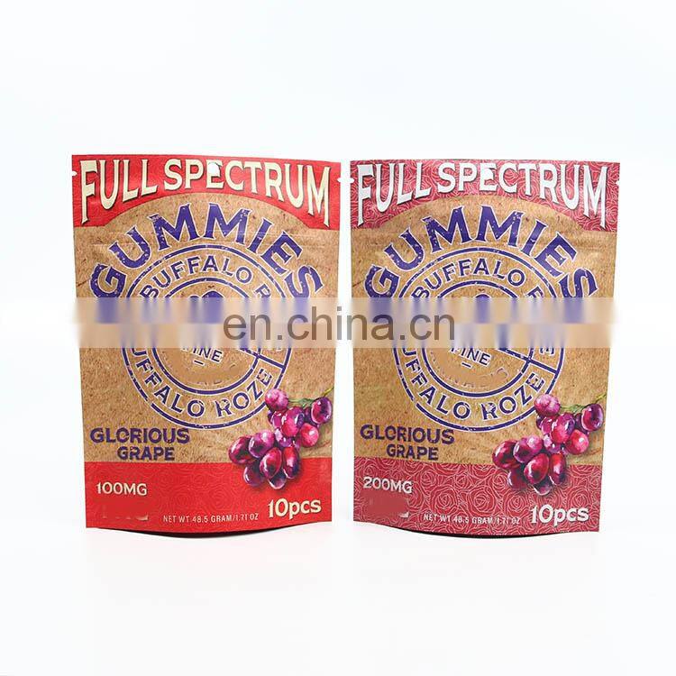 custom printed smell proof child resistant packaging pouch soft touch matt 1 pound lb 7g mylar gummies bag for cbd flower cookie