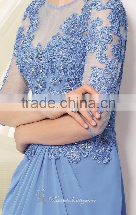 2014 New Arrive Elegant Mother of the Bride Dress with Beading and Appliques High Quality Boat Neck Mother of the Bride Dress