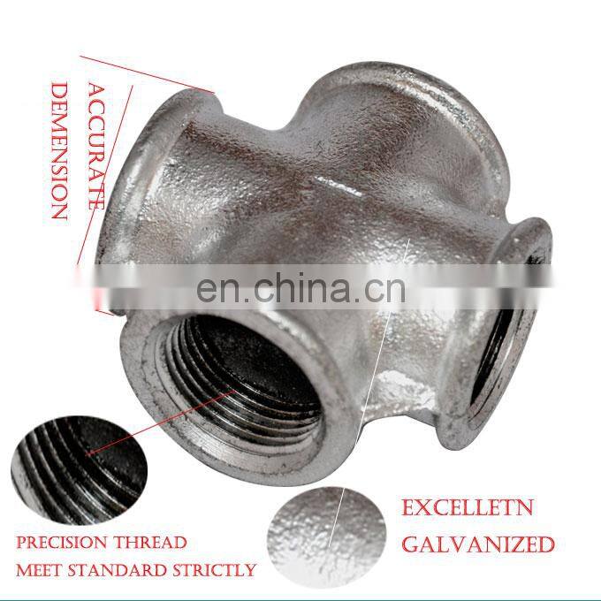 High Pressure Malleable Casting Iron Pipe Compression Oil Gas Fitting Cross Beaded