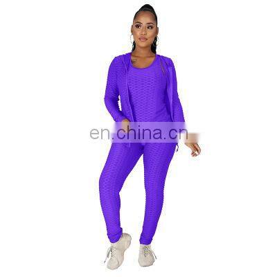 Customized LOGO Valentine's Day Clothes New Spring and Autumn Hooded Zipper Plus Size Sweater Sports Three-piece Yoga Set
