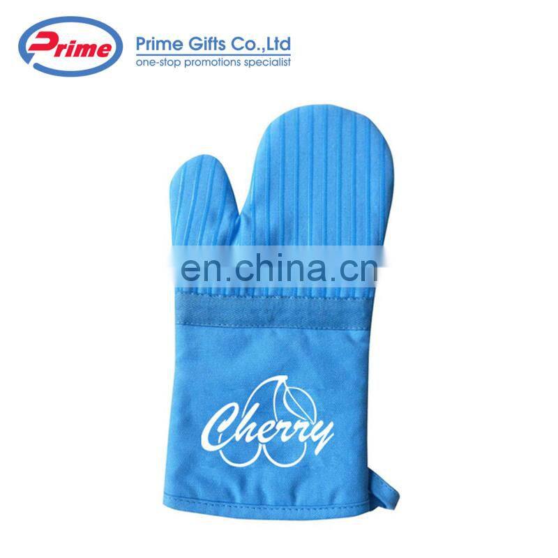 Multi Color Custom Printed Double Oven Mitt with Silicone Stripes