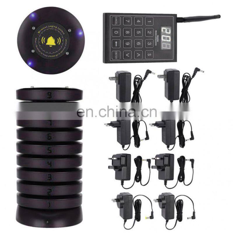 SU-680 Wireless Paging System Restaurant Pager System with 10 Pagers Vibration Beep Light Indicator