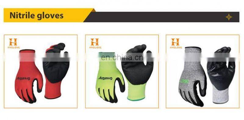 Factory Price Black Nylon PU Dipped Gripping Gloves, guante de poliuretano