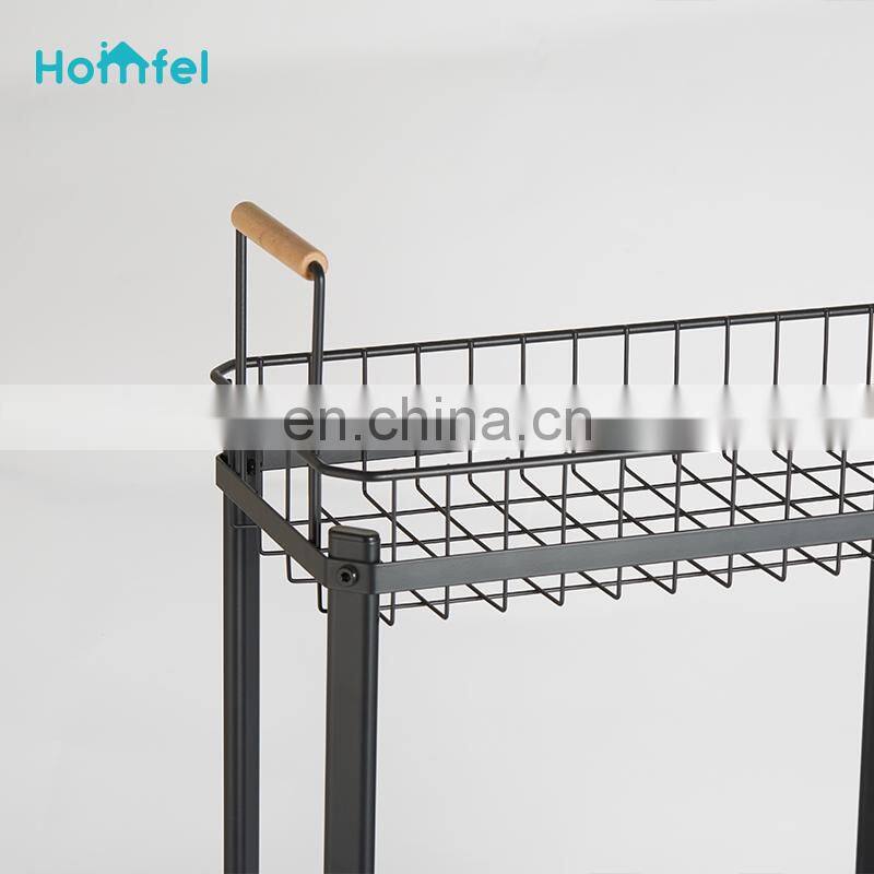 3 Tier Rolling Utility Cart with Wheels Multifunctional Metal Storage Cart Organizer Adjustable Trolley Cart with Handle