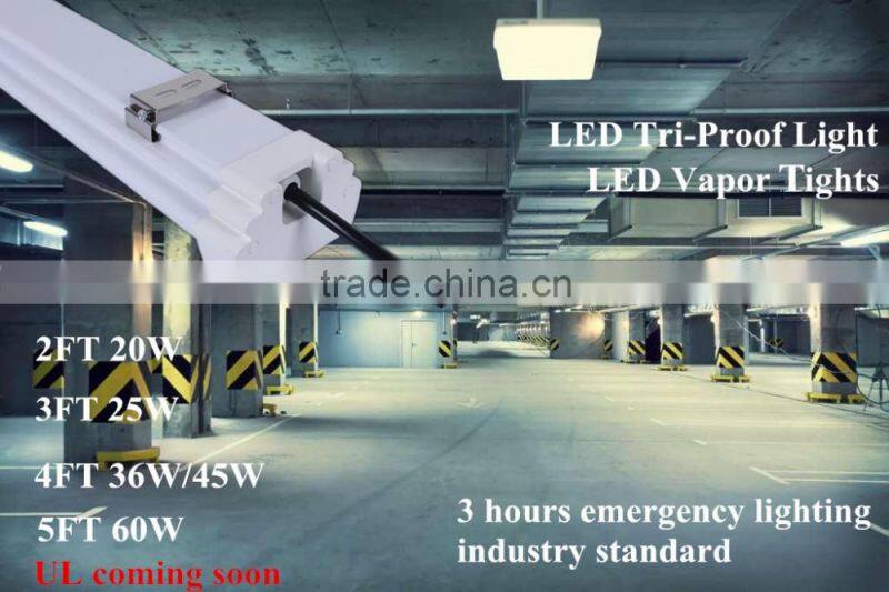 Intelligent emergency suspended led tri proof light 100-277V American standard led light