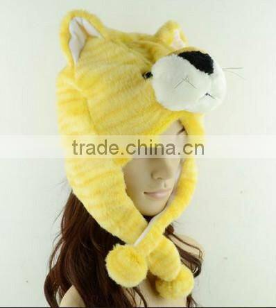 winter fashion plush fox hats/winter fashion plush lion hats