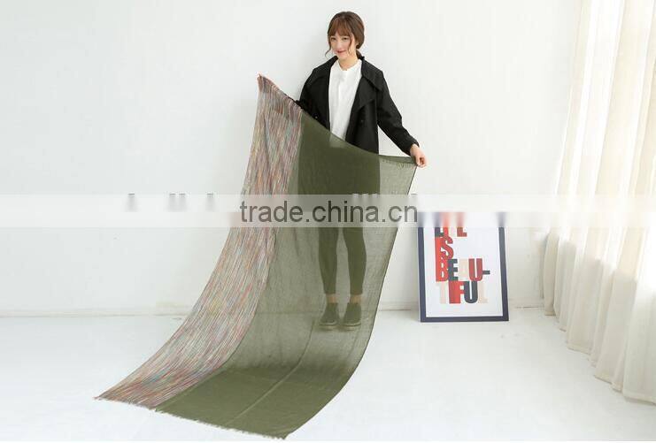 Wholesale Latest Colorful Striped Cotton Viscose Woman Shawl Scarf