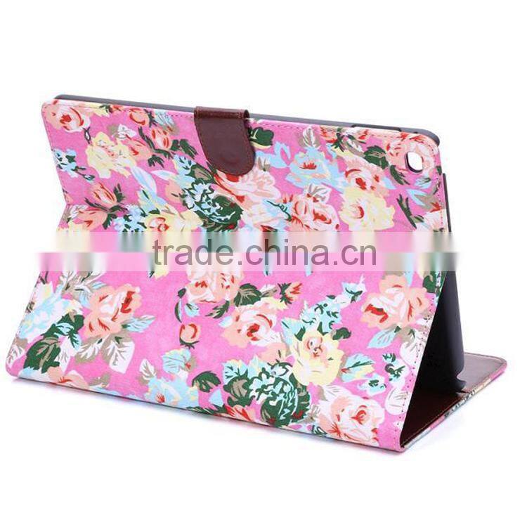 Flower wallet leather case For iPad 6