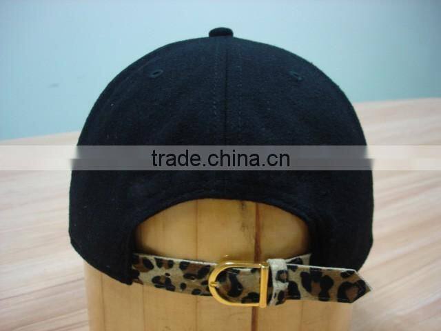 custom 3D sexy mouth embroidery leopard 5 panel woolen metal buckle snapback cap