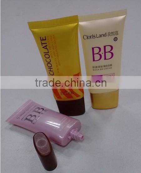 plastic packaging oval cosmetic make up bb cream tube silvery cap