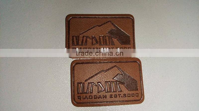 custom brown garment PU leather label leather patch for garment