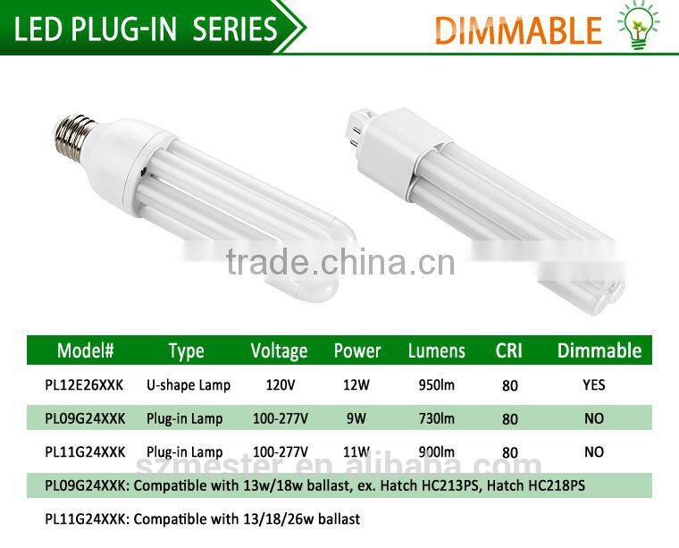 NEW UL/cUL listed 277v SMD 280DE 950lm 11W G24D G24Q-3 Led PL Light