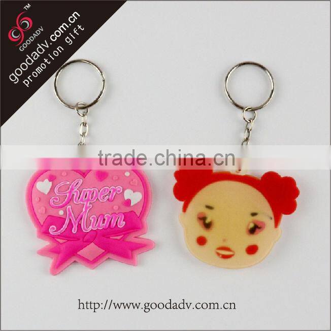 Water drop shape soft pvc keychain/custom keyrings