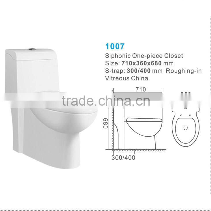 1007 bathroom sanitary ware ceramic siphonic one piece toilet seat