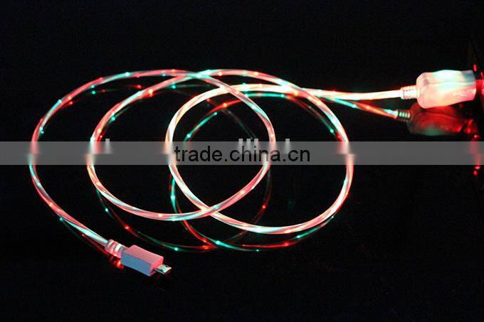 factory wholesale charging and data dual color led micro cable