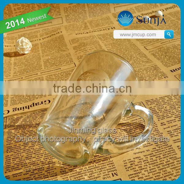 Machine pressed fashionable glass milk mug with golden decal