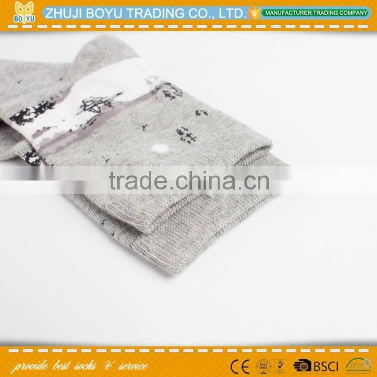 BY-161408 Lady cotton socks; China painting socks crew sock; wholesale cotton socks