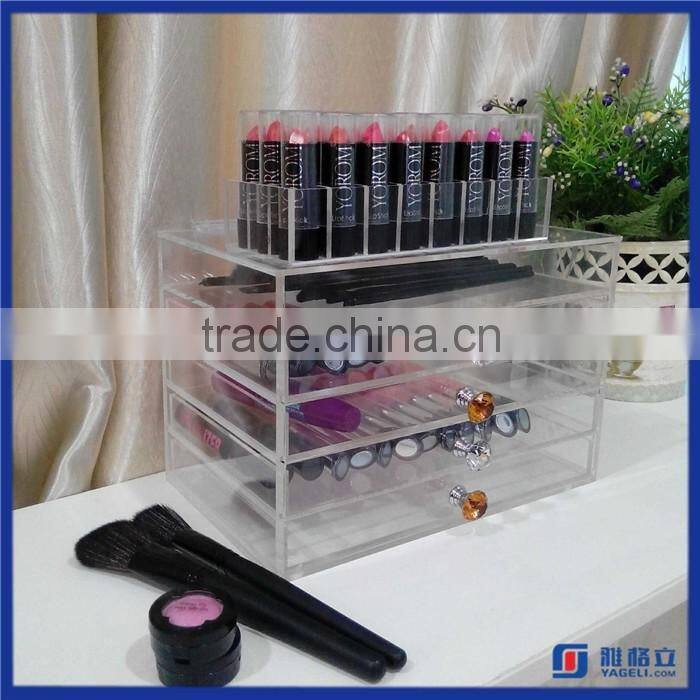 High quality customized acrylic makeup organizer with drawers / wholesale perspex plexiglass makeup display stand