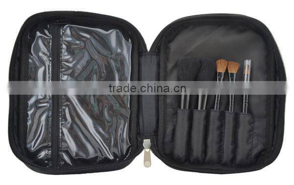 5pcs Chequer Pony Hair Synthetic Hair Makeup Brush With zipper Bag