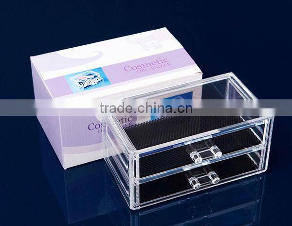 High Transparent 2 Drawers Acrylic Storage Case Jewelry Display Box Manufacturer