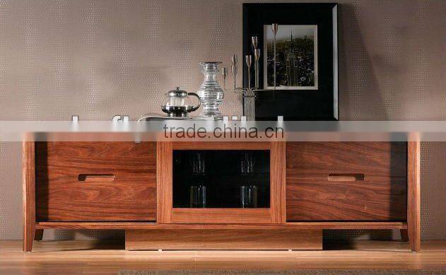 Modern solid walnut long tv cabinet