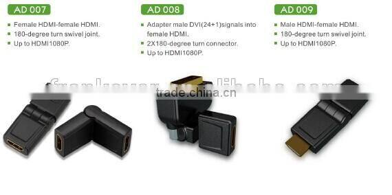 Female HDMI to female HDMI and fixed linear turn connector adapter made in china