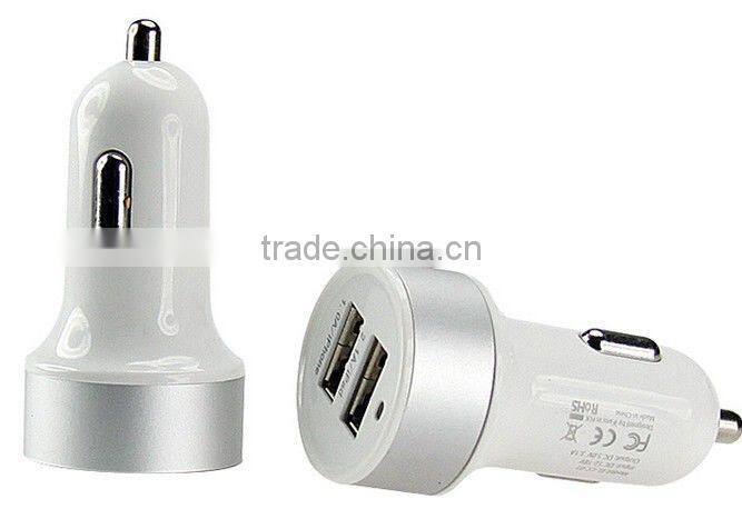 Car Charger With On Fff Switch 5V 2.1A Dual USB Car Charger With LED Chian Supplier