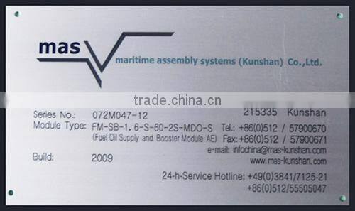Factory price etched stainless steel nameplates, metal nameplate for shoes, low tolerance etching nameplate
