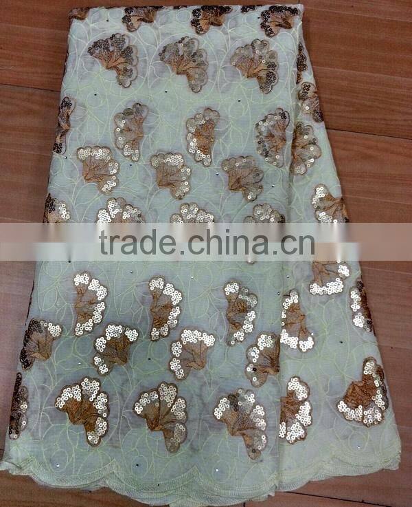 2014hot sell high quality new designs african organza lace fabric for wedding party dress