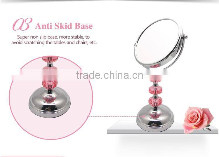 Double sided pink acrylic cosmetic mirror