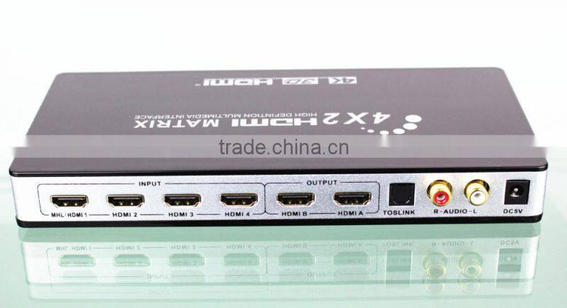 hdmi matrix 4 input 2 output with optical rca audio