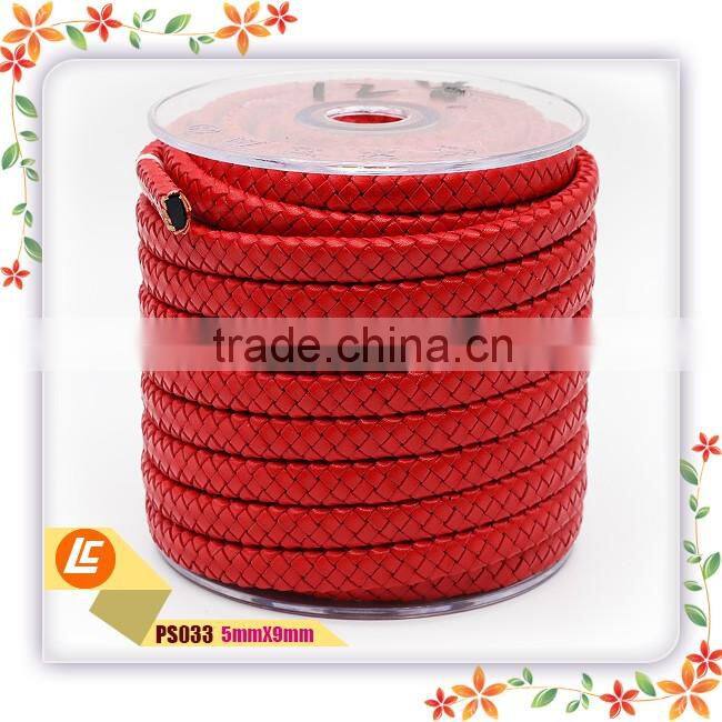 10mm width red peaceful braided cow leather cord for bracelets making