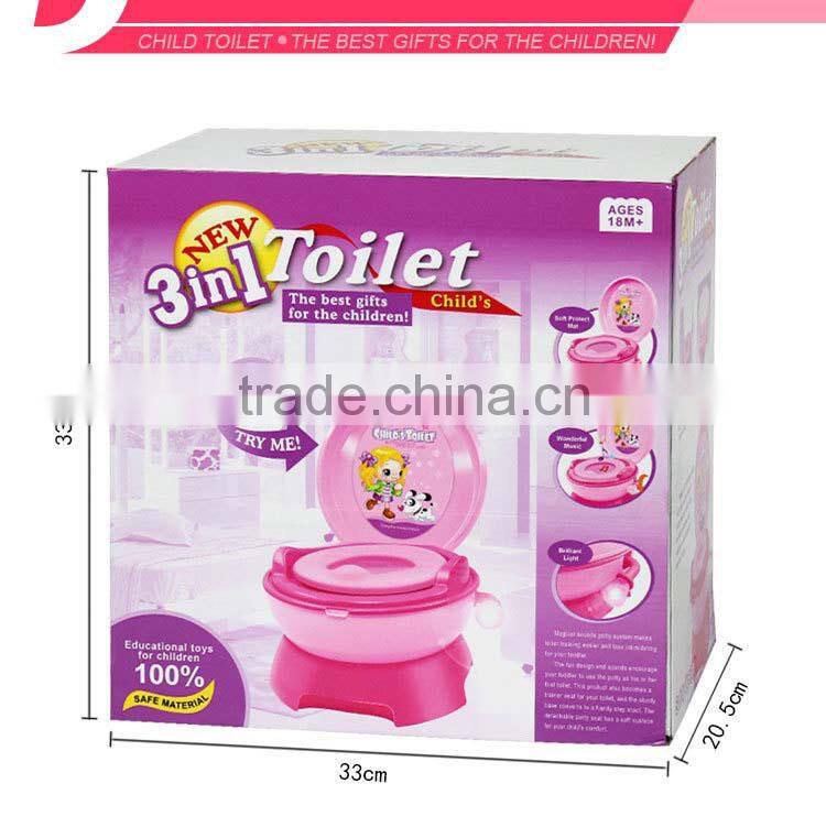 Hot selling new item with light and music 3 in 1 BO funny baby plastic toilet seat cover for kid