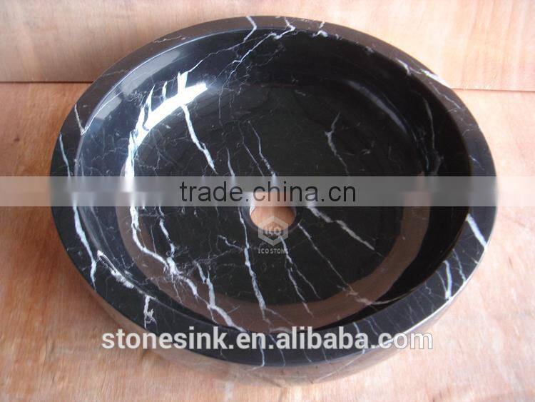 Black marquina custom modern bathroom sink