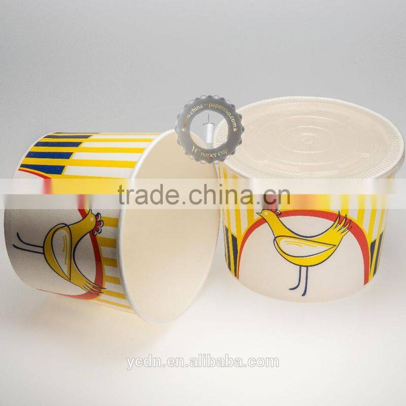 24oz disposable custom printed paper popcorn cup