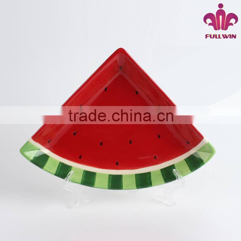 Cheap bulk ceramic triangle plate with watermelon