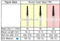 high speed medium grit round head taper diamond dental drills