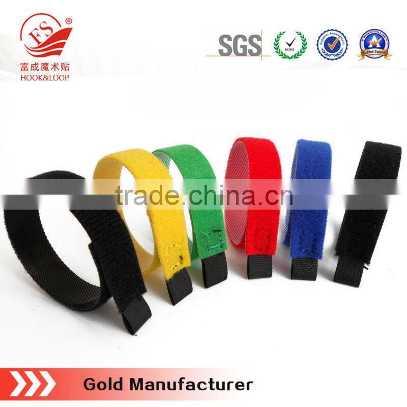 Plastic hook and blue soft loop back to back cable ties, double sided hook and loop