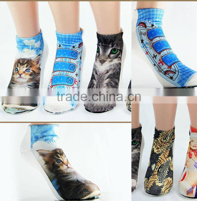 Plain designer socks custom lion printed mens socks ankle