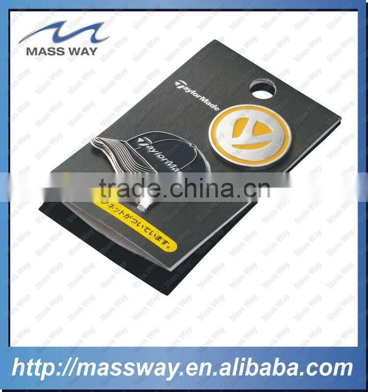 promotional round shape custom metal epoxy silver golf ball marker holder