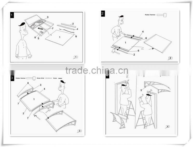 Euro-design door canopy with water gutter