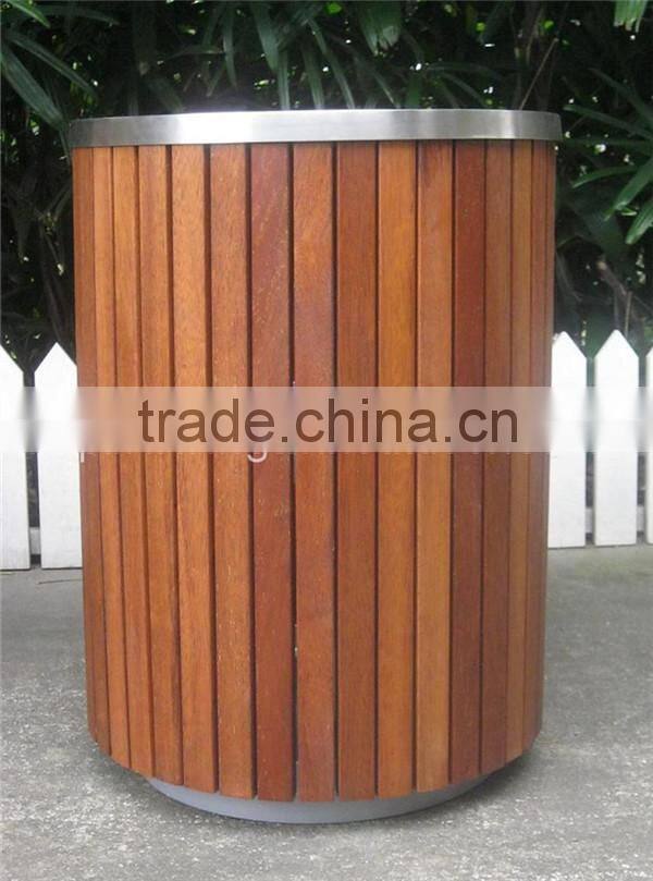 316 stainless steel and merbau wood dustbin public dustbin outdoor dustbin