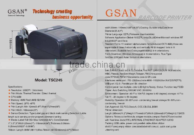 Thermal transfer & direct thermal Barcode Printer TSC 247