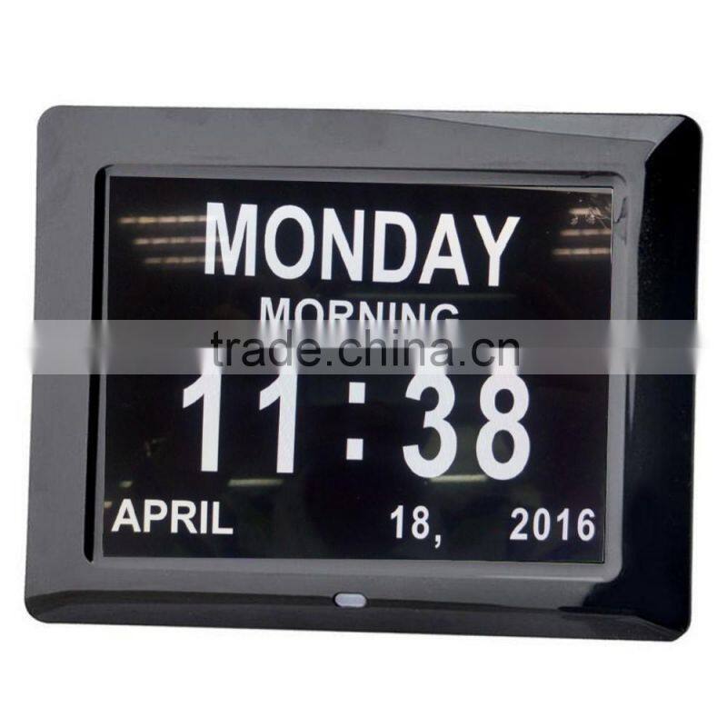 digital calandar clock for memory loss clock 8 inch elder aged use big letter words