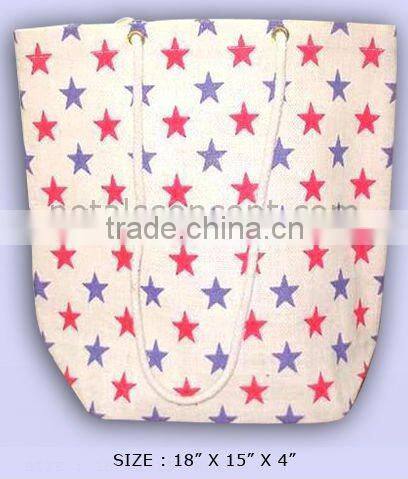 Printed tote bag with cord handle