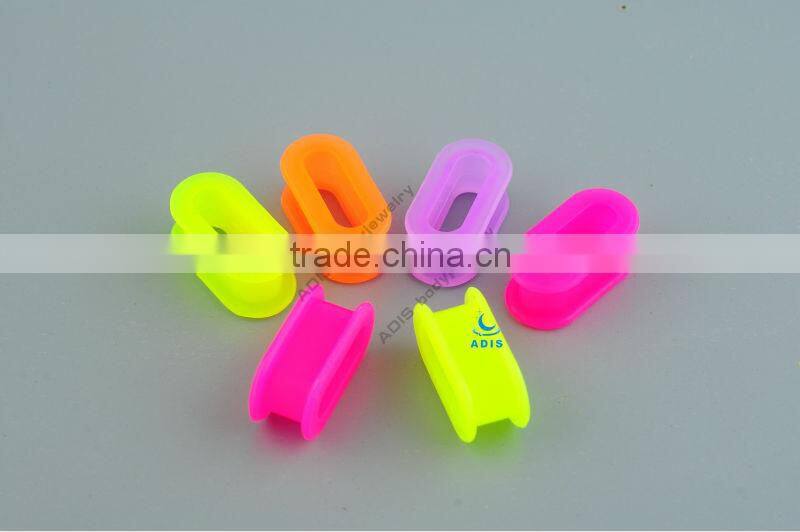 Colorful rectangle shape ear tunnel plugs piercings square silicone flesh tunnel