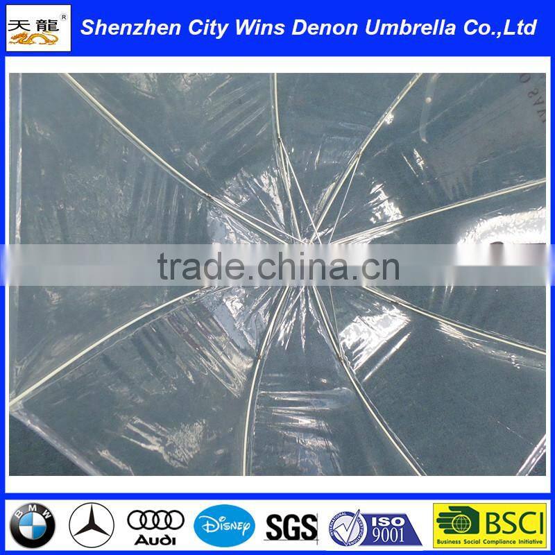 23"8k PVC umbrella transparent white, hook handle rain use straight umbrella